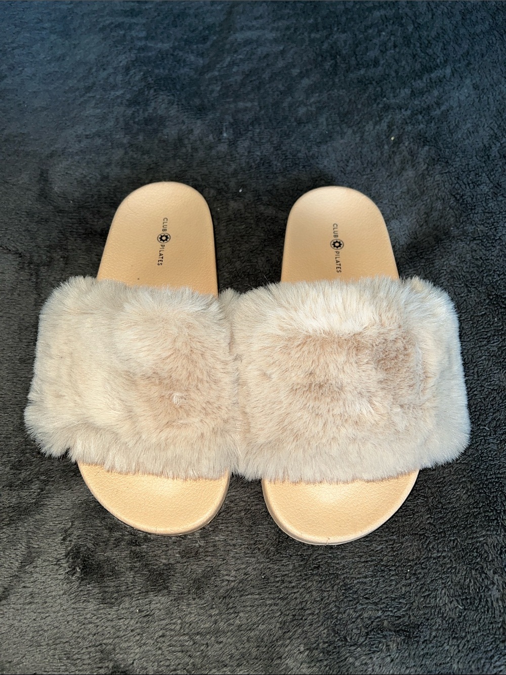 Club Pilates Plush Slide Sandals in Light Beige